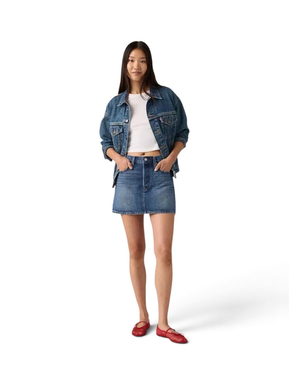 Levi's Icon Denim Mini Skirt In Beautiful Target Blue Size 30 / Size 10 NWT